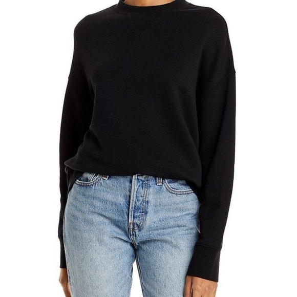 Vince Black Sweatshirt Raglan Pullover Women’s Size S Crop Relaxed Comfy Fit - Picture 14 of 16